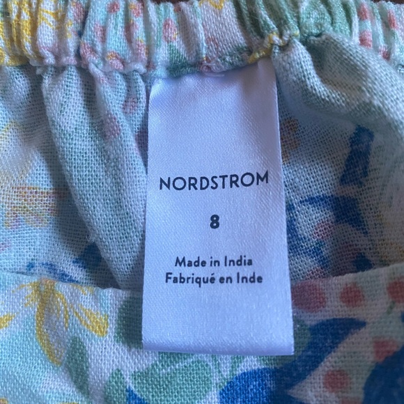 Nordstrom Girl's Linen Blend Wide Leg Floral Overalls Pockets Tie Straps Size 8 - Picture 8 of 13